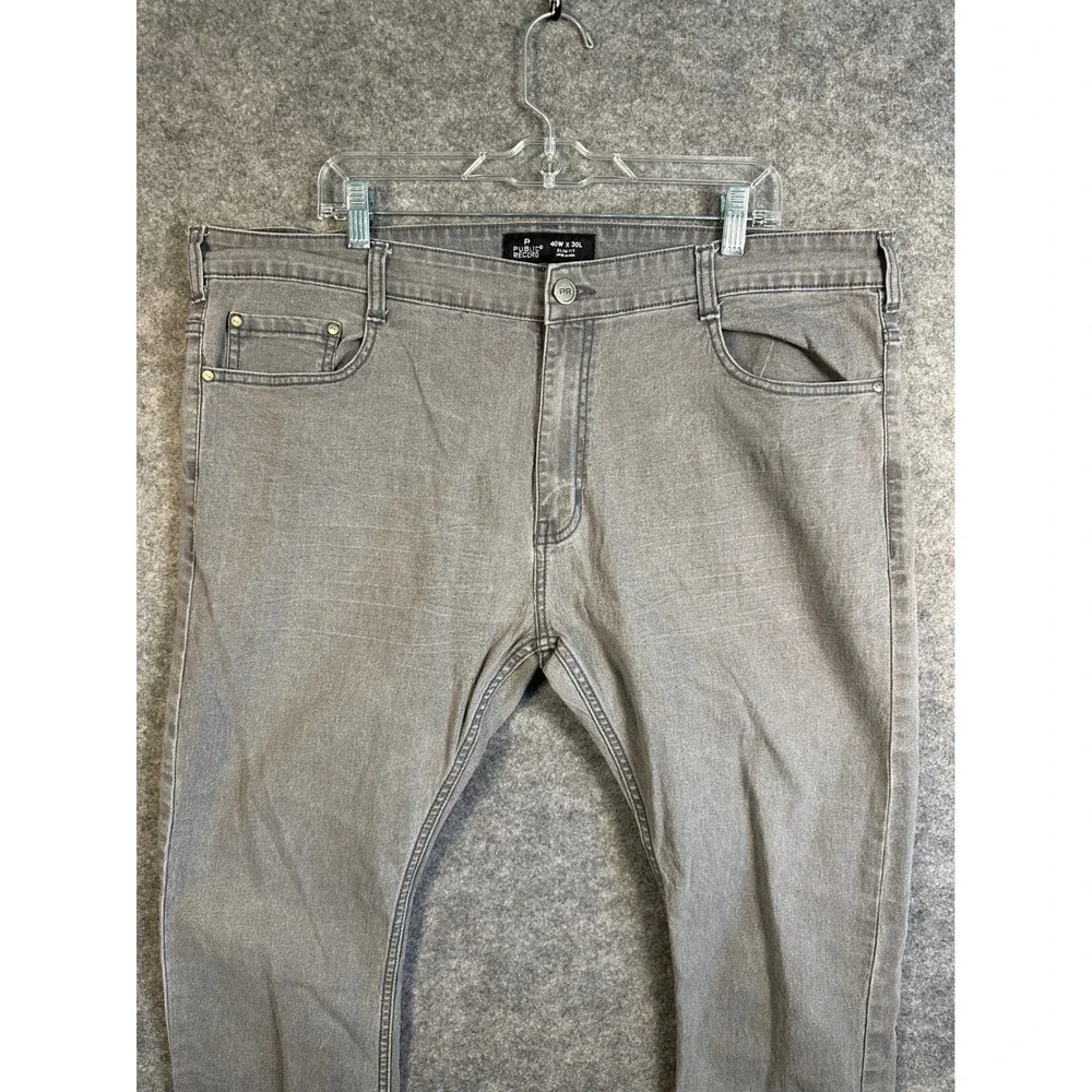 Public Record Mens Gray Slim Fit Stretch Denim Jeans 40W x‎ 30L RN149158